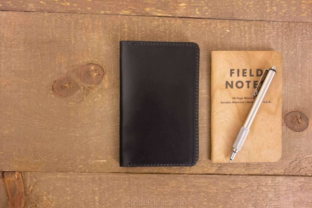 Leather Passport Holder for Men | Made in USA | 3.5 x 5.5 Field Notes Cover | Midnight Black